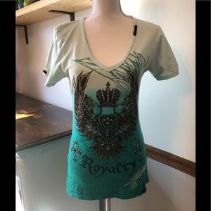 Rebel Spirit green Royalty shirt w/rhinestones